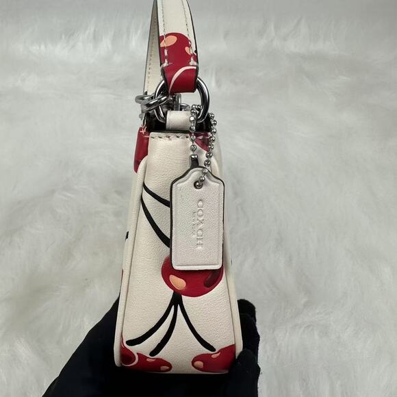 Coach Nolita 19 With Cherry Print Wristlet/Handbag In Leather Chalk CZ012 NWT - Picture 6 of 11